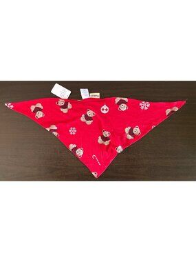 NWT Dearfoams Dog Medium Red Holiday Bandana Teddy Bears Snowflakes